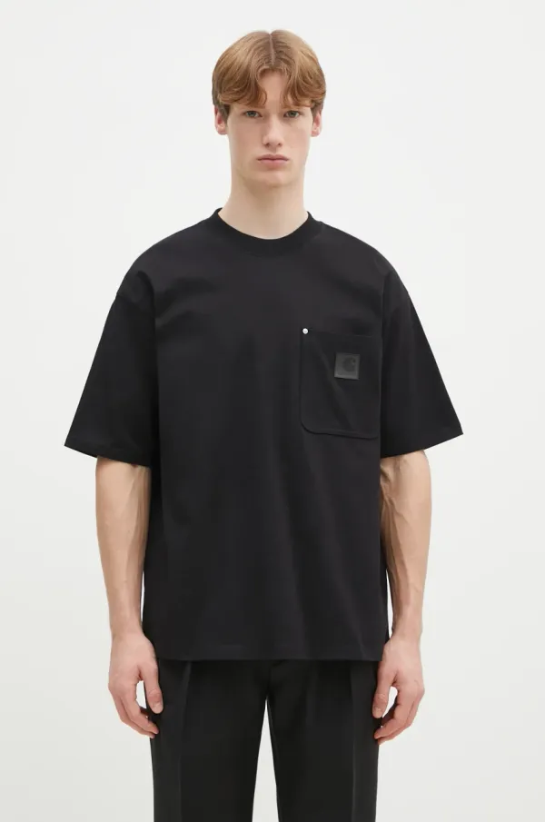 Carhartt WIP Pamučna majica Carhartt WIP Eldon Pocket za muškarce, boja: crna, bez uzorka, I034365.89XX