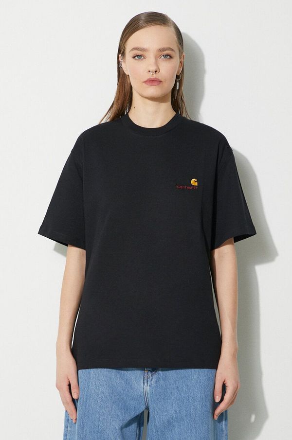 Carhartt WIP Pamučna majica Carhartt WIP S/S American Script T-Shirt za žene, boja: crna, I032218.89XX