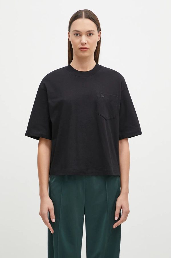 Carhartt WIP Pamučna majica Carhartt WIP S/S Colburn za žene, boja: crna, I034308.89XX