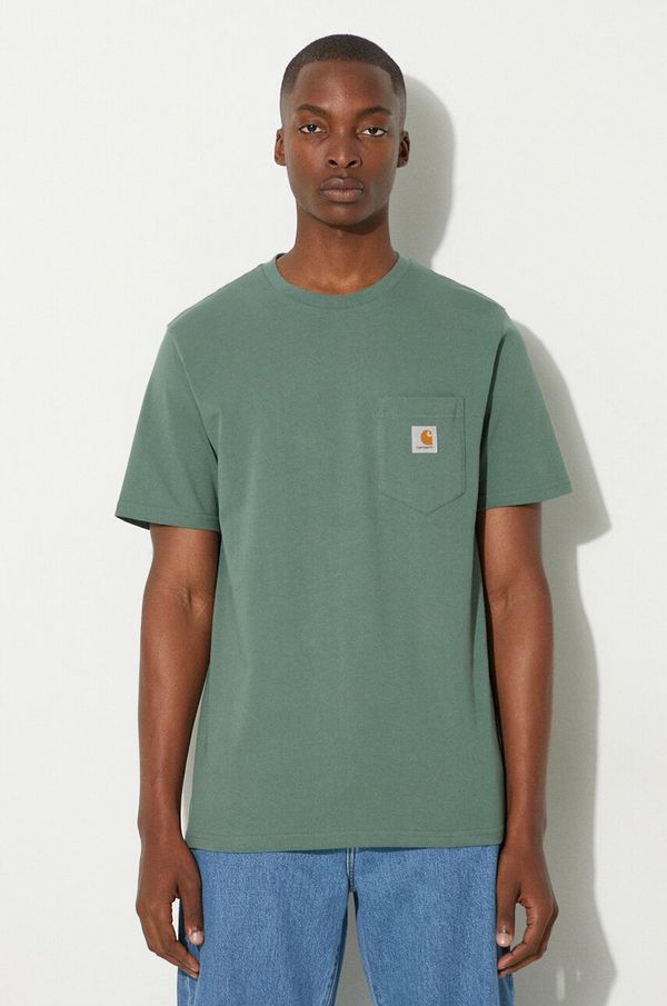 Carhartt WIP Pamučna majica Carhartt WIP S/S Pocket za muškarce, boja: zelena, s aplikacijom, I030434.29NXX
