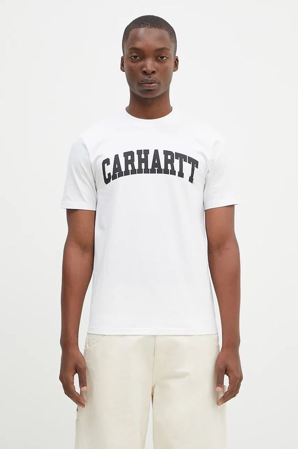 Carhartt WIP Pamučna majica Carhartt WIP S/S University za muškarce, boja: bijela, s tiskom, I034851.00AXX