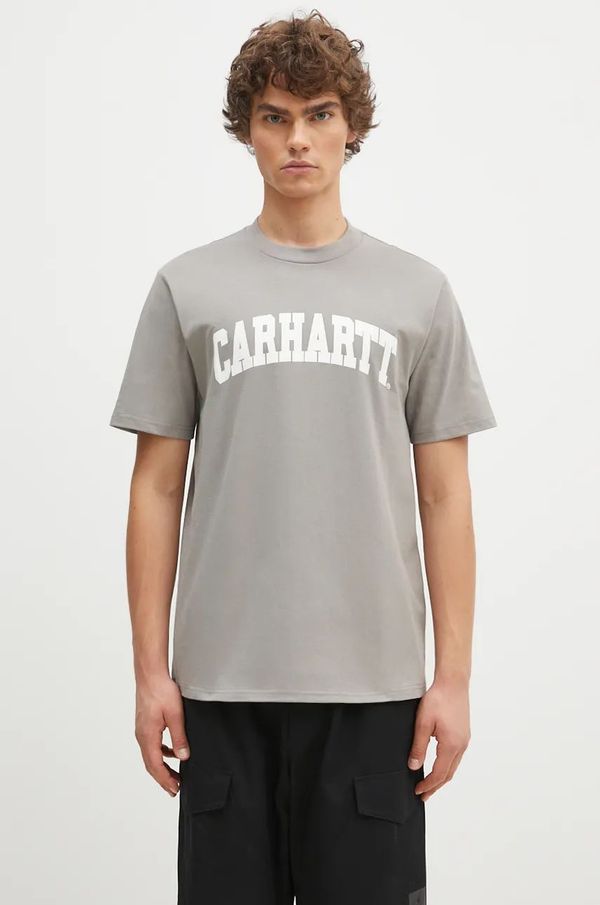 Carhartt WIP Pamučna majica Carhartt WIP S/S University za muškarce, boja: siva, s tiskom, I034851.2DFXX