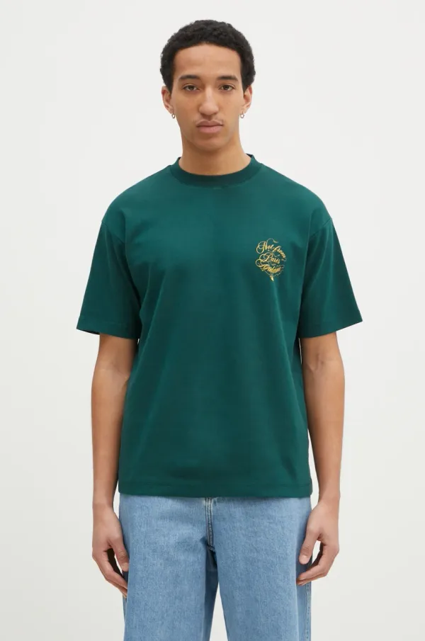 Drôle de Monsieur Pamučna majica Drôle de Monsieur Le T-Shirt Slogan Vignes za muškarce, boja: zelena, s tiskom, F-TS226-CO002-DGN