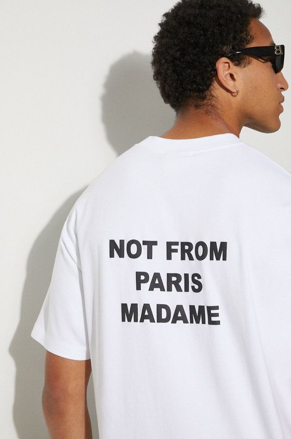 Drôle de Monsieur Pamučna majica Drôle de Monsieur Le T-Shirt Slogan za muškarce, boja: bijela, s tiskom, PERM-TS203-CO002-OPW