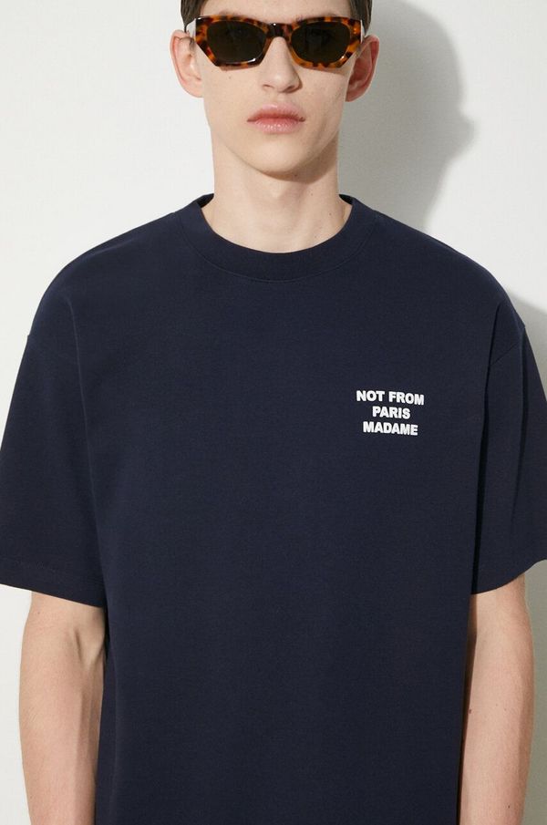 Drôle de Monsieur Pamučna majica Drôle de Monsieur Le T-Shirt Slogan za muškarce, boja: tamno plava, s tiskom, PERM-TS203-CO002-NY
