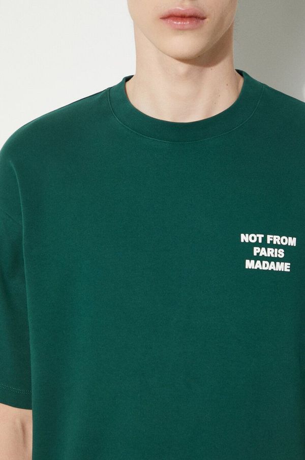 Drôle de Monsieur Pamučna majica Drôle de Monsieur Le T-Shirt Slogan za muškarce, boja: zelena, s tiskom, PERM-TS203-CO002-DGN