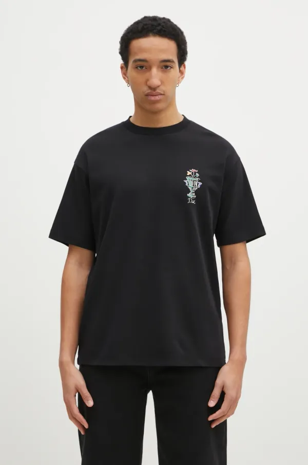 Drôle de Monsieur Pamučna majica Drôle de Monsieur Le T-Shirt Vase za muškarce, boja: crna, s tiskom, F-TS225-CO002-BL