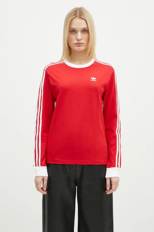 adidas Originals Pamučna majica dugih rukava adidas Originals Adicolor 3-Stripe Regular Longsleeve boja: crvena, JC5777