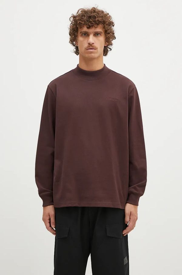 adidas Originals Pamučna majica dugih rukava adidas Originals Longsleeve Mock Neck boja: bordo, bez uzorka, IW3258