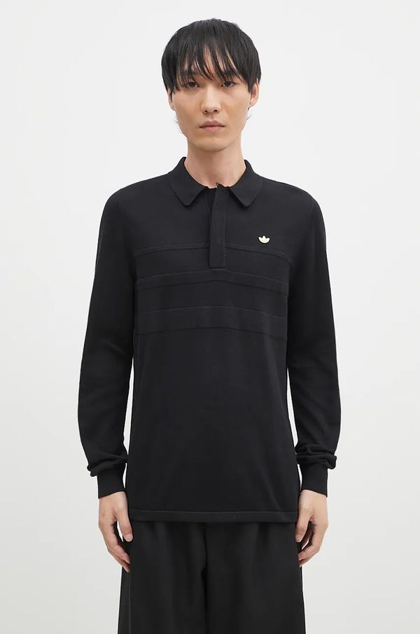 adidas Originals Pamučna majica dugih rukava adidas Originals Longsleeve Polo boja: crna, bez uzorka, IY9955