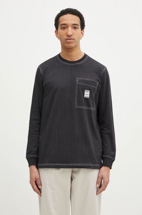 adidas Originals Pamučna majica dugih rukava adidas Originals Wabash boja: crna, s uzorkom, JP4479
