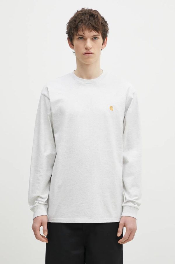 Carhartt WIP Pamučna majica dugih rukava Carhartt WIP boja: siva, melanž