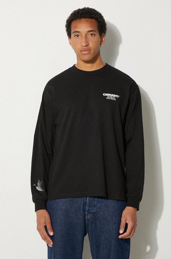 Carhartt WIP Pamučna majica dugih rukava Carhartt WIP Ducks boja: crna, s tiskom, I033663.89XX