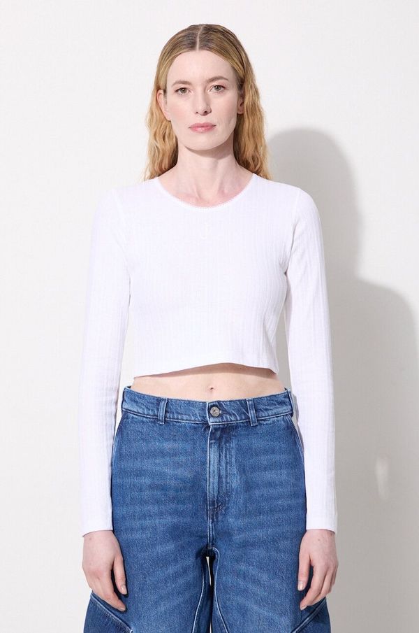 JW Anderson Pamučna majica dugih rukava JW Anderson Cropped Anchor Embroidery Longsleeve Top boja: bijela, JO0211.PG1501.001