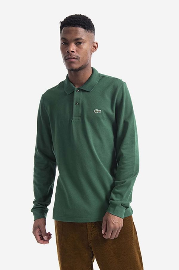 Lacoste Pamučna majica dugih rukava Lacoste boja: zelena, glatki model, L1312.032-032