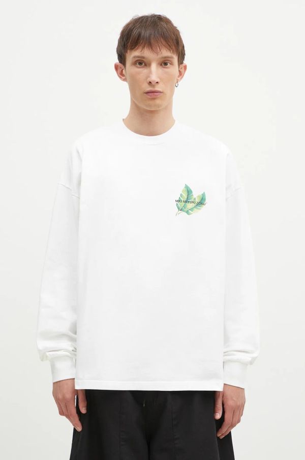 MKI MIYUKI ZOKU Pamučna majica dugih rukava MKI MIYUKI ZOKU Leaf Long Sleeve Tee boja: bijela, s tiskom, LEAF.LONG.SLEEVE.TEE