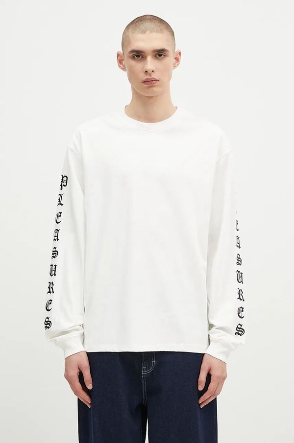 PLEASURES Pamučna majica dugih rukava PLEASURES Oe Heavyweight Long Sleeve boja: bijela, s aplikacijom, P24F045