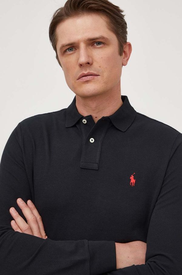 Polo Ralph Lauren Pamučna majica dugih rukava Polo Ralph Lauren boja: crna, bez uzorka, 710680790