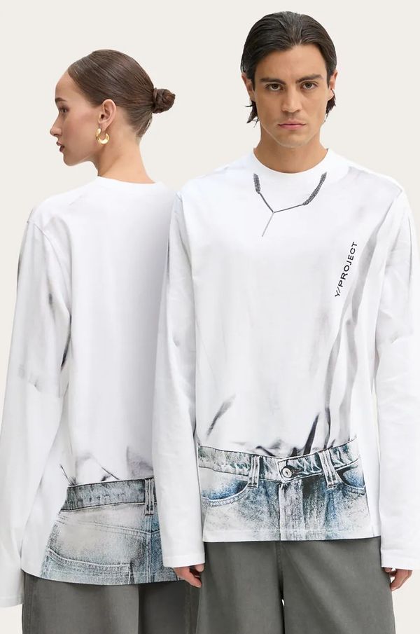 Y/Project Pamučna majica dugih rukava Y/Project YP TROMPE L'OEIL LONG SLEEVE T-SHIRT boja: bijela, 204TS021