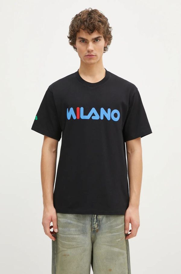 FILA+ Pamučna majica FILA+ Milano boja: crna, s tiskom, 42FW24TT01523C901