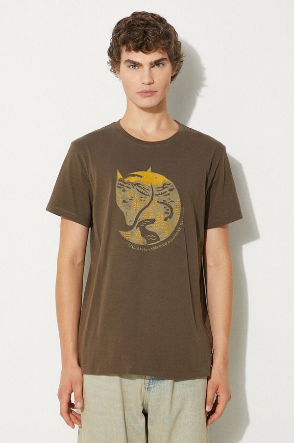 Fjallraven Pamučna majica Fjallraven boja: zelena, s tiskom, F87220.633-633