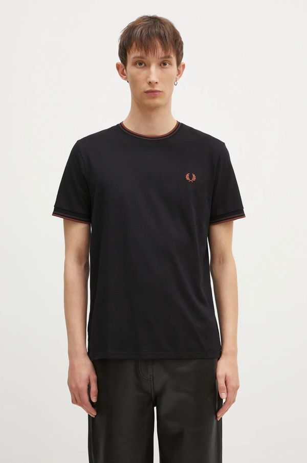 Fred Perry Pamučna majica Fred Perry Twin Tipped T-Shirt za muškarce, boja: crna, bez uzorka, M1588.W68
