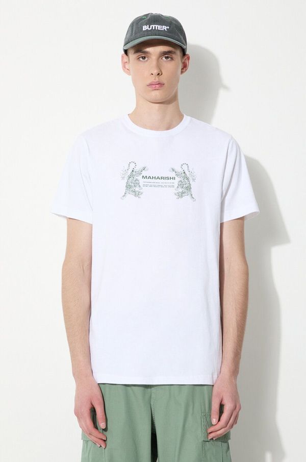 Maharishi Pamučna majica Maharishi Double Tigers Miltype za muškarce, boja: bijela, s tiskom, 1305.WHITE