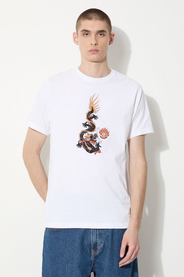 Maharishi Pamučna majica Maharishi Original Dragon za muškarce, boja: bijela, s aplikacijom, 5125.WHITE