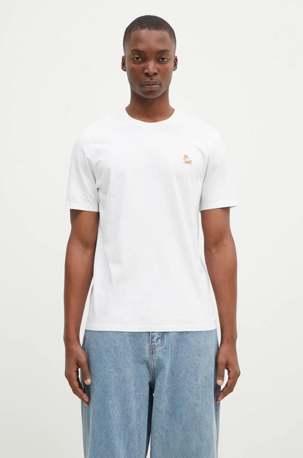 Maison Kitsuné Pamučna majica Maison Kitsuné Chillax Fox Patch Regular Tee Shirt za muškarce, boja: bijela, s aplikacijom, LM00110KJ0008