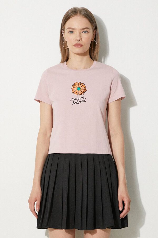 Maison Kitsuné Pamučna majica Maison Kitsuné Floating Flower Baby za žene, boja: ružičasta, MW00123KJ0008