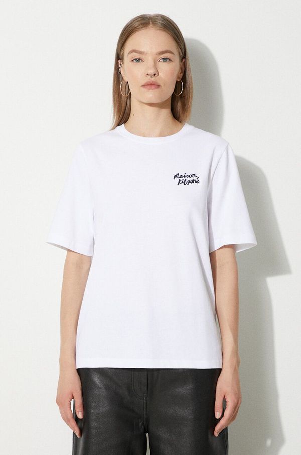 Maison Kitsuné Pamučna majica Maison Kitsuné Handwriting Comfort za žene, boja: bijela, MW00126KJ0119