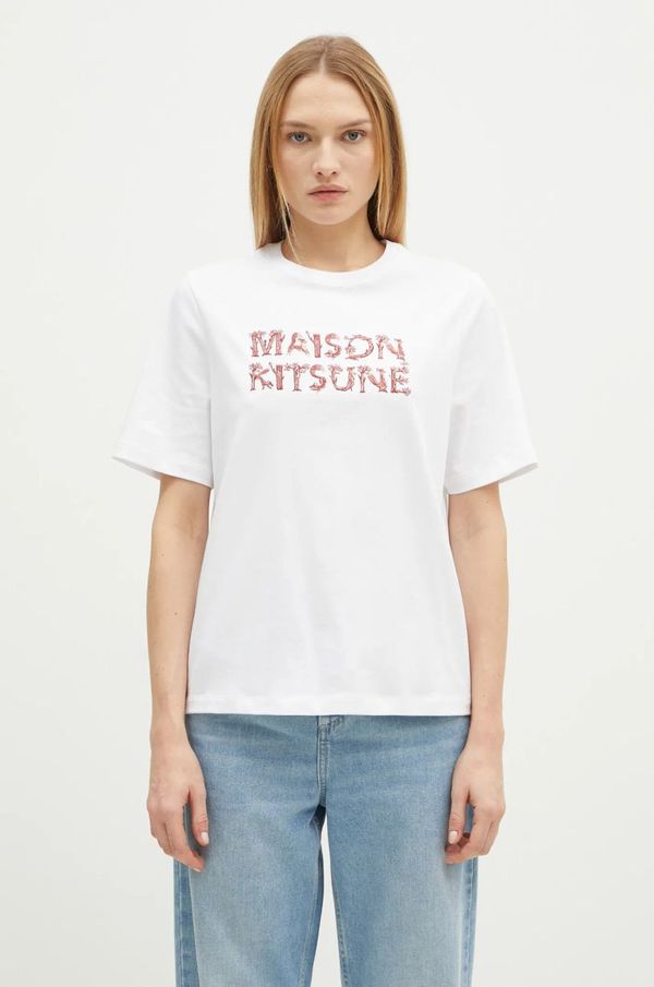 Maison Kitsuné Pamučna majica Maison Kitsuné Woodland Alphabet za žene, boja: bijela, NW00114KJ0119
