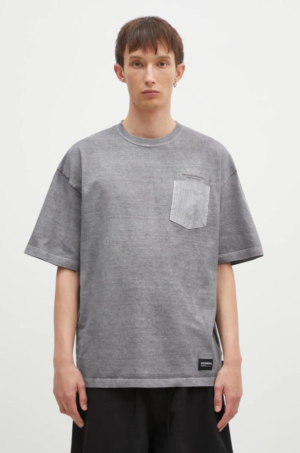 Neighborhood Pamučna majica NEIGHBORHOOD Pigment Dyed Crewneck SS za muškarce, boja: siva, melanž, 242UNNH.CSM04