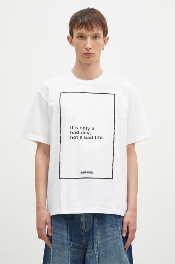 Neighborhood Pamučna majica NEIGHBORHOOD Tee SS-15 za muškarce, boja: bijela, s tiskom, 242PCNH.ST15