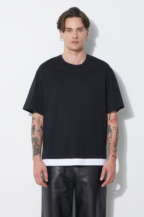 Neil Barrett Pamučna majica Neil Barrett Slim Dropped Shoulder Bicolor za muškarce, boja: crna, bez uzorka, MY70266A-Y521-524N