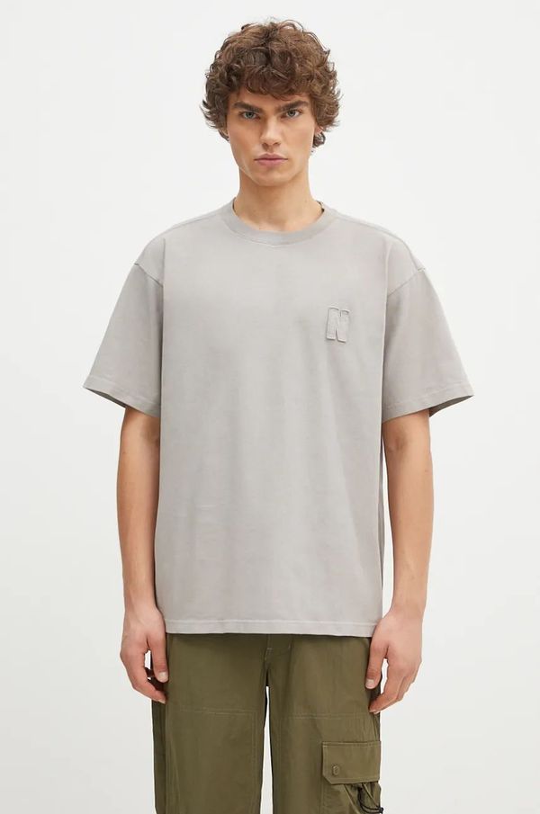Norse Projects Pamučna majica Norse Projects Simon Loose Organic Heavy Jersey N Patch za muškarce, boja: siva, bez uzorka, N01.0667.1071