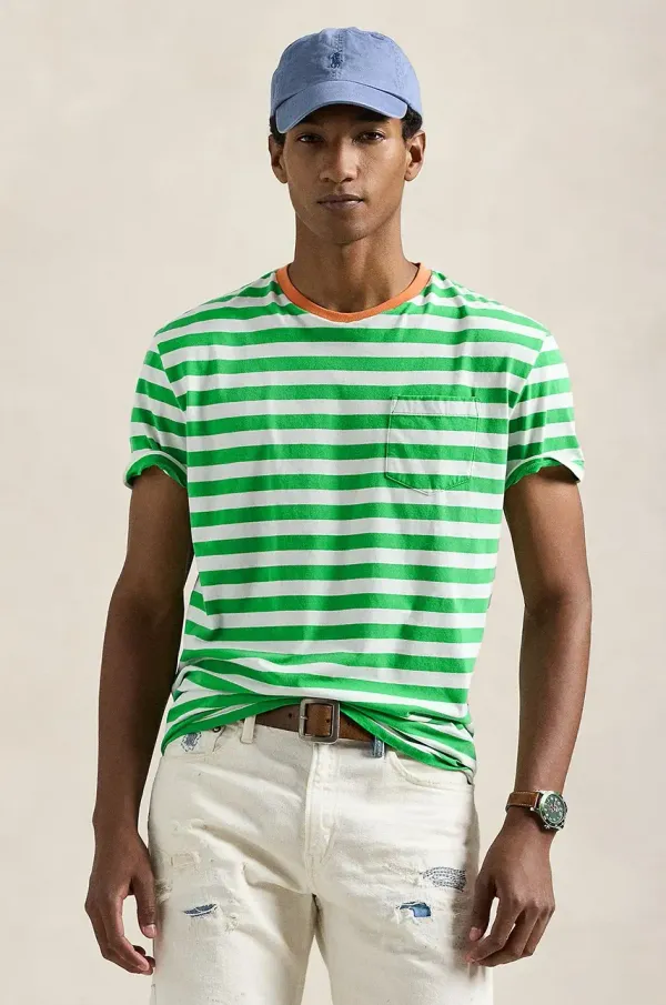 Polo Ralph Lauren Pamučna majica Polo Ralph Lauren za muškarce, boja: zelena, s uzorkom, 710958202