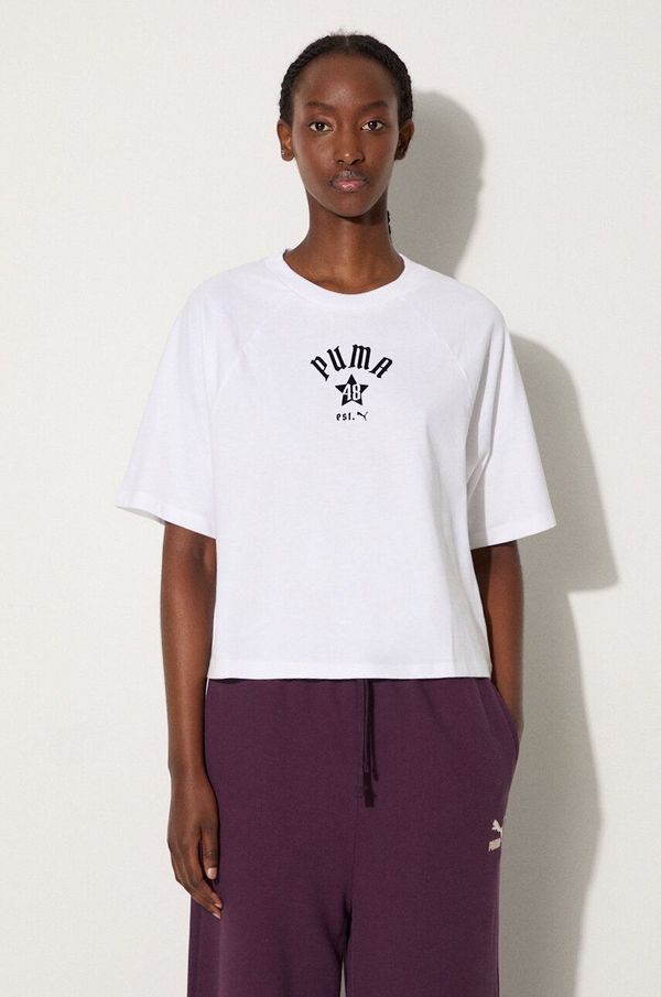 Puma Pamučna majica Puma Classics Play Paris Relaxed Tee za žene, boja: bijela, 626808