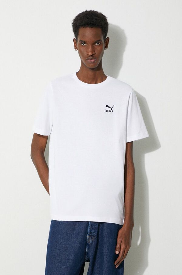 Puma Pamučna majica Puma CLASSICS Small Logo Tee za muškarce, boja: bijela, s aplikacijom, 679187