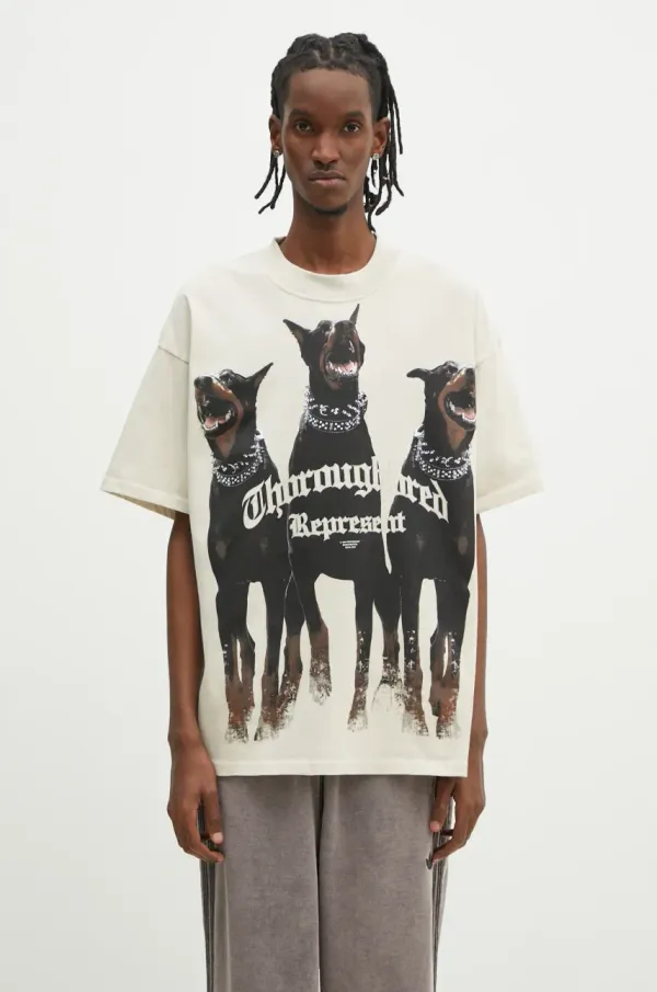 Represent Pamučna majica Represent Thoroughbred za muškarce, boja: bež, s tiskom, MLM41135.002