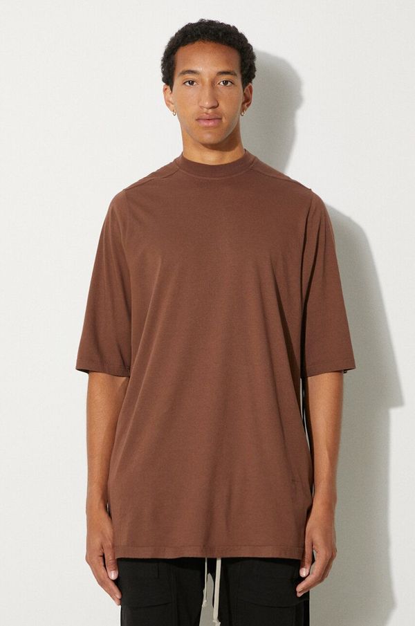 Rick Owens Pamučna majica Rick Owens Jumbo T za muškarce, boja: smeđa, bez uzorka, DU02D2274.RN