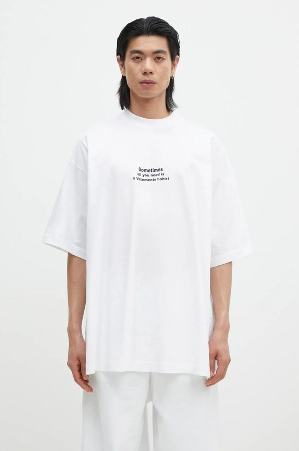 Vetements Pamučna majica VETEMENTS All You Need Oversized boja: bijela, s tiskom, UA66TR690W