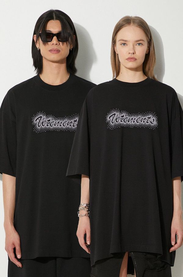 Vetements Pamučna majica VETEMENTS Bling Logo T-Shirt boja: crna, s aplikacijom, UE64TR360B