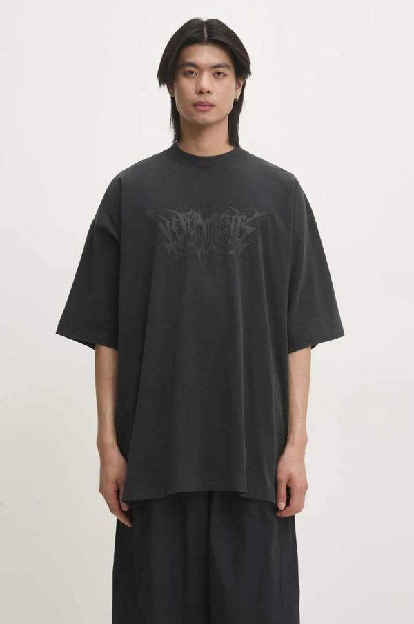 Vetements Pamučna majica VETEMENTS Drip Metal Oversized za muškarce, boja: crna, s tiskom, UA66TR660B