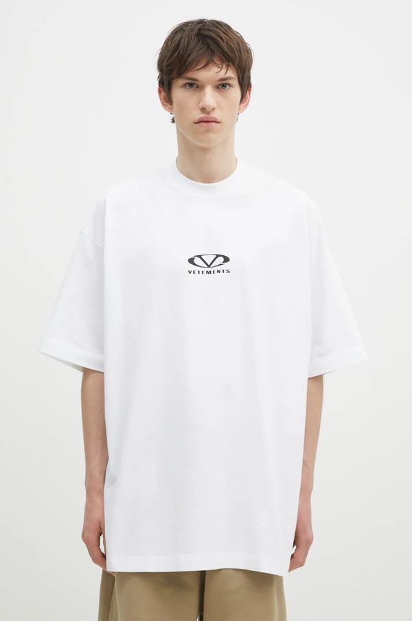 Vetements Pamučna majica VETEMENTS Oval Logo Oversized boja: bijela, s tiskom, UA66TR605W