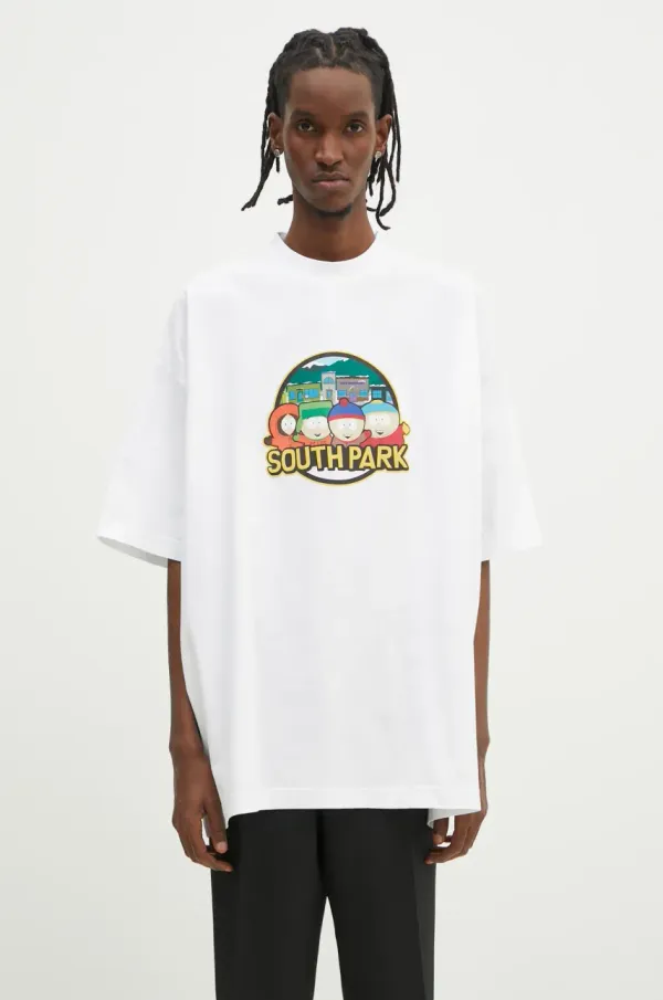 Vetements Pamučna majica VETEMENTS Southpark Oversized za muškarce, boja: bijela, s tiskom, UA66TR610W