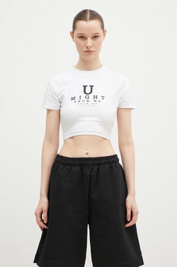 Vetements Pamučna majica VETEMENTS U Might Know Me Cropped Fitted za žene, boja: bijela, WA66TR750W