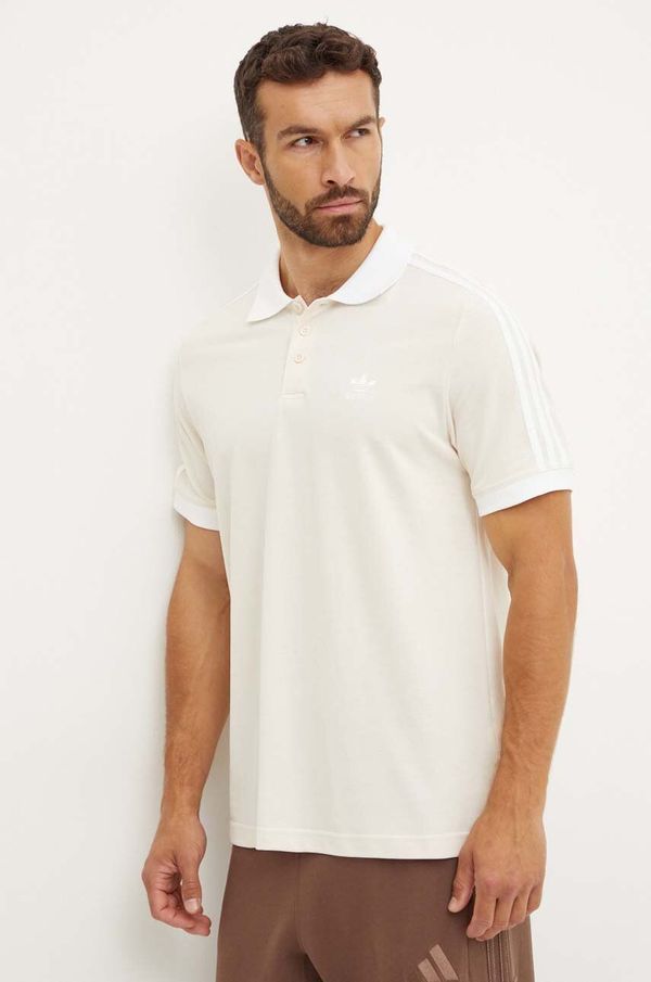 adidas Originals Pamučna polo majica adidas Originals Adicolor Classics 3-Stripes boja: bež, s aplikacijom, IZ3070