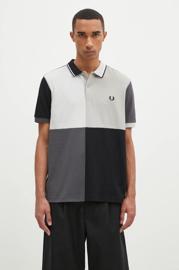 Fred Perry Pamučna polo majica Fred Perry Beams Grid Design Fp Shirt boja: crna, s uzorkom, SM7186.102
