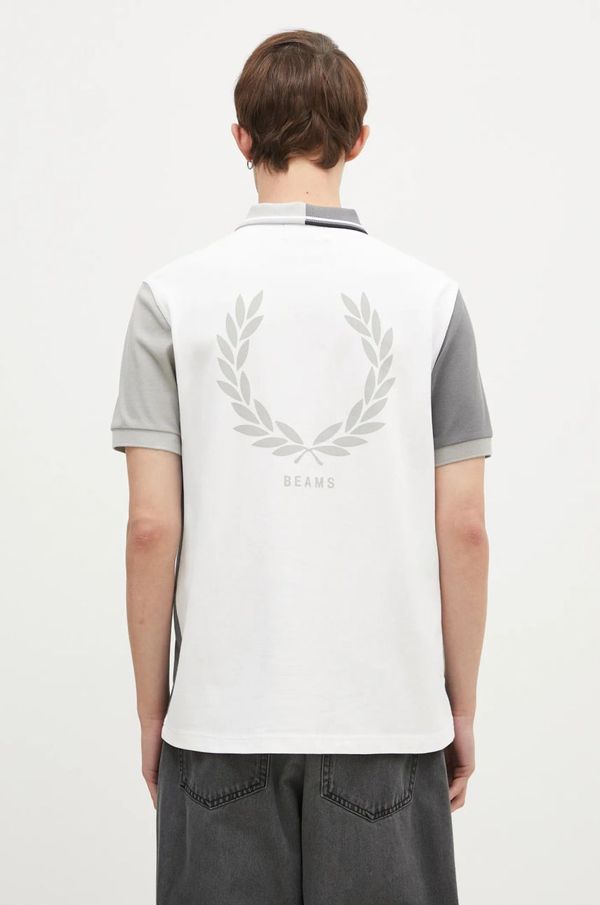 Fred Perry Pamučna polo majica Fred Perry Beams Grid Design Shirt boja: siva, s tiskom, SM7187.100